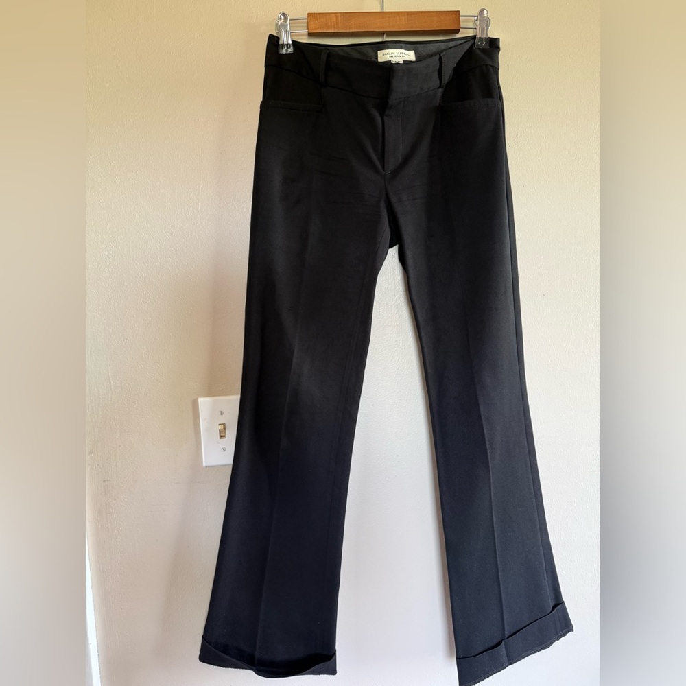 Banana Republic Sloan Fit Trousers Sz 2 Black Straight Leg Cuffed Work Office